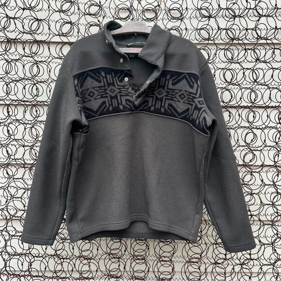 Spyder Nordic Henley Mid-weight Core Sweater Gray Black LARGE - Picture 1 of 7